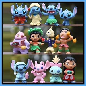 12 Colorful LILO and Stitch Alien and Friends Toy Set